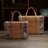 Retro-Style Bamboo Basket with Lid