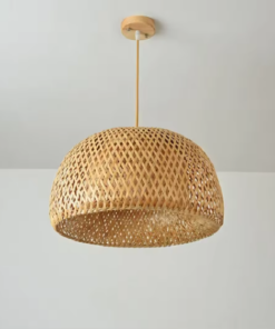 Hanging Bamboo Pendant Lamp, incl. Cord Suspension/Wooden Base