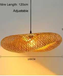 Bamboo Hand-Woven Pendant, 2 Sizes 80&times;55 cm + 100&times;55 cm, Hanging LED Ceiling Lamp