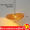 Bamboo Hand-Woven Pendant 60&times;40 cm, Hanging LED Ceiling Lamp