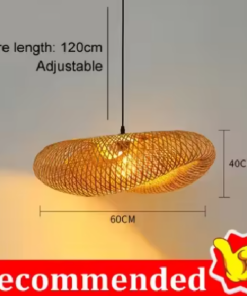 Bamboo Hand-Woven Pendant 60&times;40 cm, Hanging LED Ceiling Lamp