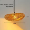 Bamboo Hand-Woven Pendant, 2 Sizes 80&times;55 cm + 100&times;55 cm, Hanging LED Ceiling Lamp