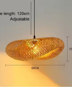 Bamboo Hand-Woven Pendant, 2 Sizes 80&times;55 cm + 100&times;55 cm, Hanging LED Ceiling Lamp