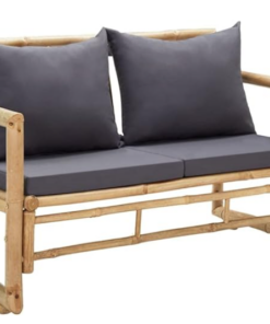 Bamboo Garden Bench with Cushions, 115 cm