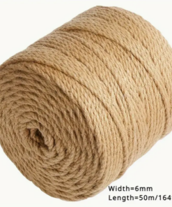 Durable Jute Rope 50 m x 6 mm, Furniture Protector and Decorative Craft Cord