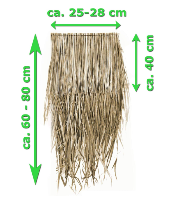 1-Palmetag-stratag-25-28-x-80-cm.png Palm Thatch Roof, Two-Layer, approx. 25cm x 80cm x 40cm