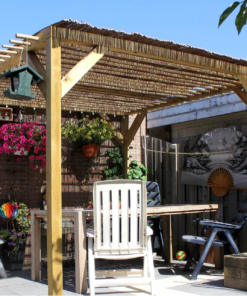 Wooden Pergola with Bamboo Poles