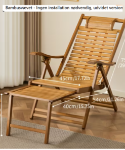 Vintage Folding Bamboo Patio Chair, Extended Model