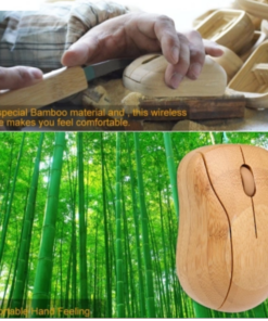 Computer Bamboo Wireless Mouse with USB Receiver