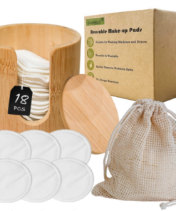 Washable Make-Up Pads with Storage Box – Pack of 18 Reusable Cotton Pads