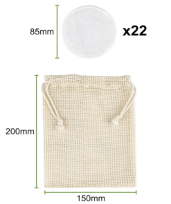 100% Biodegradable Recycled Set of 22 Bamboo Make-Up Remover Pads
