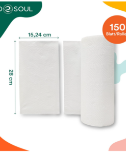 ECO SOUL 100% Bamboo Kitchen Paper Set, Huge 12 Rolls and 1800 Sheets