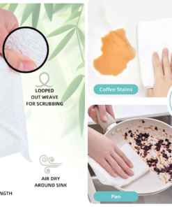 Two-Layer Water-Absorbent 100% Washable Bamboo Fibre Dish Cloth