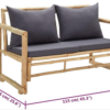 Bamboo Garden Bench with Cushions, 115 cm