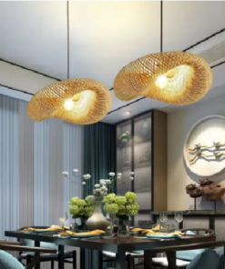 Bamboo Hand-Woven Pendant 60&times;40 cm, Hanging LED Ceiling Lamp