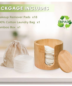 Washable Make-Up Pads with Storage Box &ndash; Pack of 18 Reusable Cotton Pads