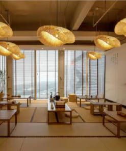 Bamboo Hand-Woven Pendant 50&times;25 cm, Hanging LED Ceiling Lamp