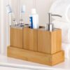 In Stock: Bamboo Bathroom Accessories Vanity Caddy Set, 4 pcs