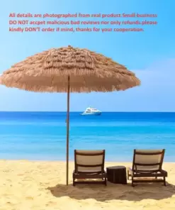 Tropical Beach Umbrella with Adjustable Height, UV Protection and Easy Push-Up System