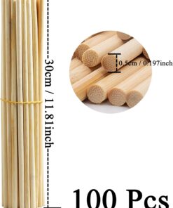 100 pcs. Bamboo Craft Sticks, Round Rods, Wooden Sticks for DIY Arts & Crafts Decoration (30cm x 5mm)