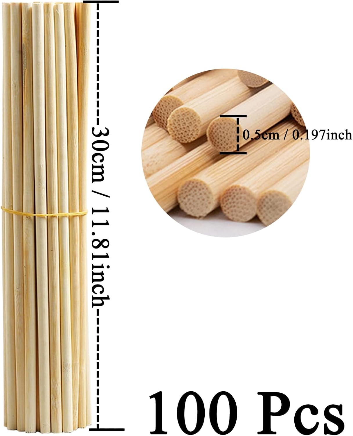 61A71wSQ2EL._AC_SL1500_.jpg 100 pcs. Bamboo Craft Sticks, Round Rods, Wooden Sticks for DIY Arts & Crafts Decoration (30cm x 5mm)