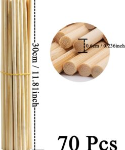 70 pcs. Bamboo Craft Sticks, Round Rods, Wooden Sticks for DIY Arts & Crafts Decoration (30cm x 6mm)