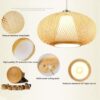 Bamboo Pendant Lamp, 1 Flame Light, E27 Boho Wicker Lamp, Pendant Lamp Shade