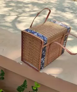 Retro-Style Bamboo Basket with Lid