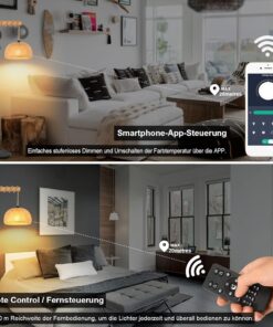 Rayofly Vintage Wooden Floor Lamp with Remote Control and LED Bulb, App Control