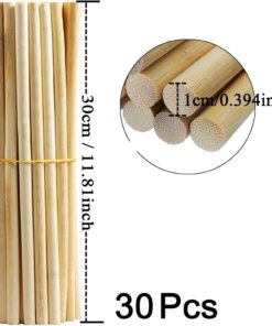 30 pcs. Bamboo Craft Sticks, Round Rods, Wooden Sticks for DIY Arts & Crafts Decoration (30cm x 10mm)
