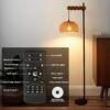 Rayofly Vintage Wooden Floor Lamp with Remote Control and LED Bulb, App Control