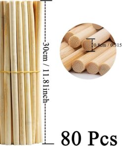 80 pcs. Bamboo Craft Sticks, Round Rods, Wooden Sticks for DIY Arts & Crafts (30 cm x 8 mm)