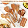 9-Piece Kitchen Utensil Set, Premium Wooden Kitchen Tools