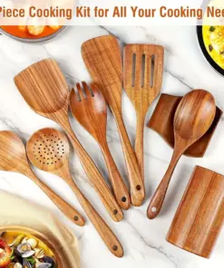 9-Piece Kitchen Utensil Set, Premium Wooden Kitchen Tools