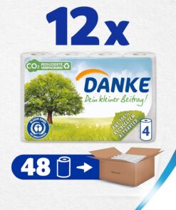 Danke Kitchen Roll, Mega Pack, 12 Packs (48 Rolls x 45 Sheets)
