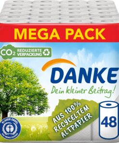 Danke Kitchen Roll, Mega Pack, 12 Packs (48 Rolls x 45 Sheets)