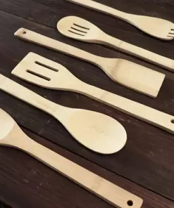 8-Piece Bamboo Cooking Utensil Set with Spatula, Cooking Spoon, Salad Strainer and Other Styles
