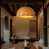 Hanging Bamboo Pendant Lamp, incl. Cord Suspension/Wooden Base