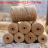Jute Cord, 6 mm Thick, Extra-Long 200 m, Natural Jute Rope