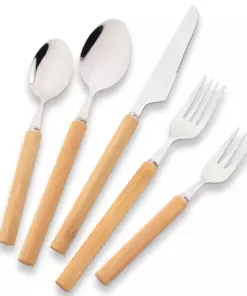 4/5-Piece 304 Stainless Steel Cutlery Set with Bamboo Handle