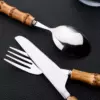 24-Piece Bamboo Cutlery Set, Stainless Steel