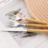 4/5-Piece 304 Stainless Steel Cutlery Set with Bamboo Handle