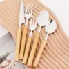 4/5-Piece 304 Stainless Steel Cutlery Set with Bamboo Handle
