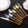 24-Piece Cutlery Set with Bamboo Handles