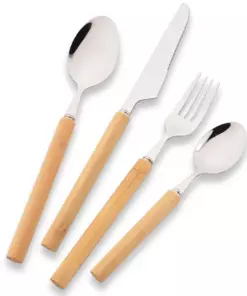 4/5-Piece 304 Stainless Steel Cutlery Set with Bamboo Handle