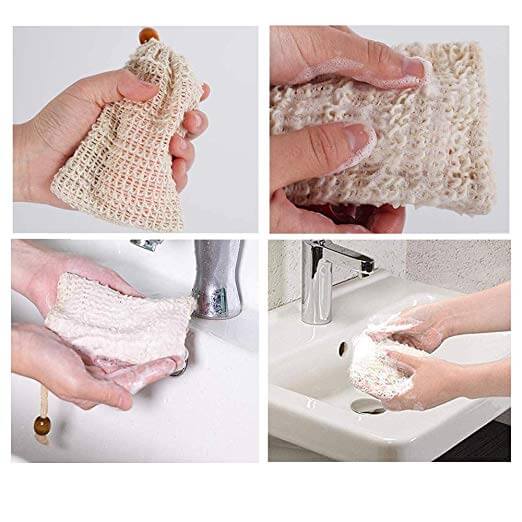 Sisal-Soap-Bag-6-1.jpg Natural Fibre Soap Bags for Lathering and Drying Soap, Exfoliating Soap Saver Bag, Organic Soap Bag with Bag Holder for the Shower