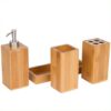 In Stock: Bamboo Bathroom Accessories Vanity Caddy Set, 4 pcs
