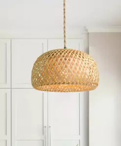 Farmhouse-Style Hand-Woven Bamboo Rattan Lampshade