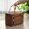 Retro-Style Bamboo Basket with Lid