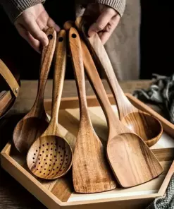 5-Piece Premium Wooden Kitchen Utensil Set